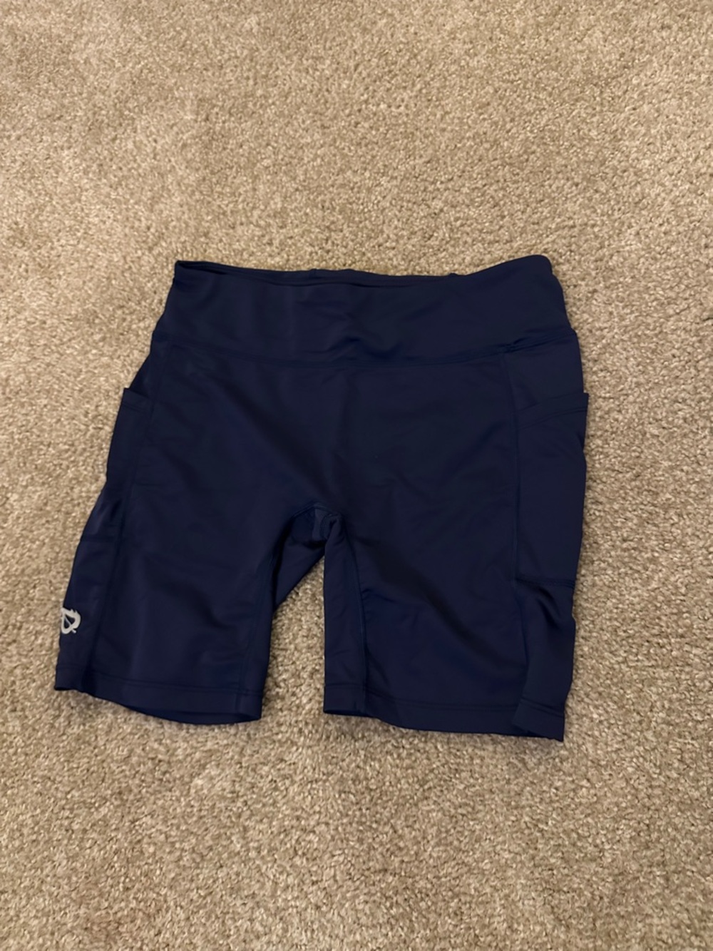 Baleaf Dark Navy High-Rise Bike Shorts with Side Pockets